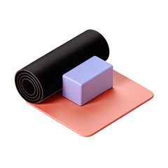 Yoga mat with blocks clipart wellness element fitness equipment for exercise and stretching