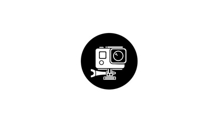 Action Camera Vector Icon in Black Circle Capturing Every Adventure with Style & Minimalist Elegance