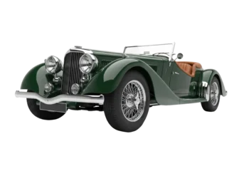 Selbstklebende Fototapeten Vintage Auto Isolated green British car classic style, convertible vehicle from the 1930s in studio shot  © Ryan