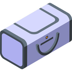 Light Purple Isometric Duffel Bag with Dark Grey Trim and Orange Button on Transparent Background