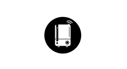 Elegant Humidifier Icon in Black Circle Minimalist Vector for Home Comfort and Air Quality Design