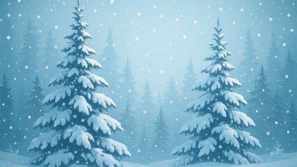 Snowy evergreen forest winter wonderland.