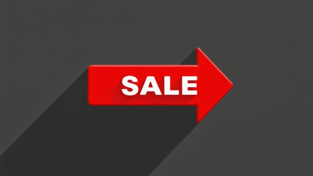A red arrow points right with the word "SALE" in white letters, casting a long shadow on a dark gray background.