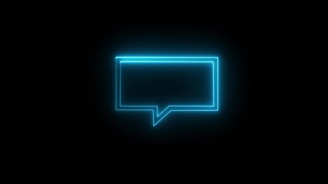  colour neon glowing message box icon animation text box inbox dialogue  chat  notification box sign Neon Email Icon..
