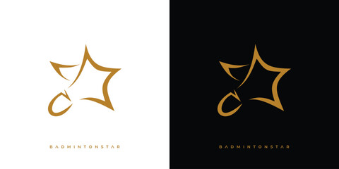 Naklejka premium Unique and elegant the badminton star logo design