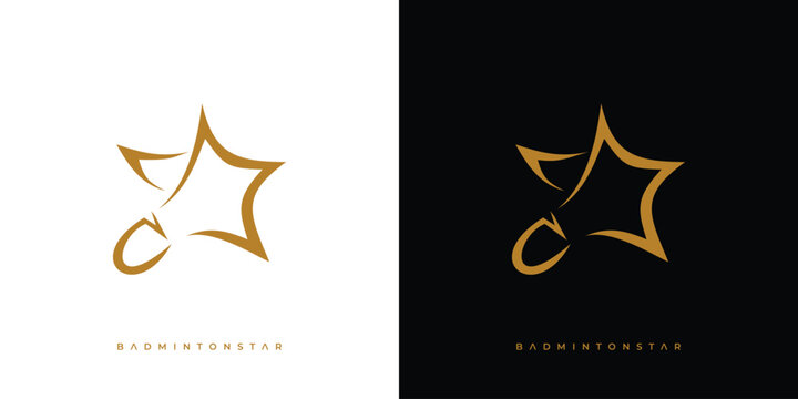 Unique and elegant the badminton star logo design