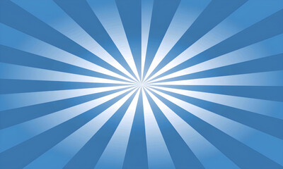 Bright blue sunburst with abstract radial light rays vector background illustration design