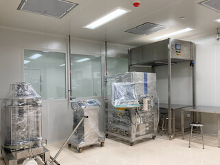 Cleanroom Environment with Industrial Machinery for Sterile Manufacturing Processes