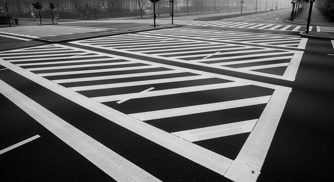 Geometric Roadway Pattern: A Striking Black And White Depiction Of Urban Design