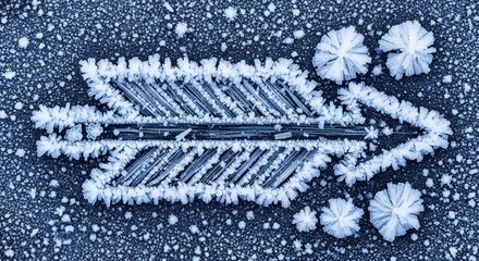 Frozen Arrow Formation: A Detailed Macro Shot With Ice Crystals on a Textured Surface
