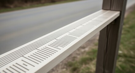 Geometric Wooden Structure Beside Road: Lines, Angles, And Natural Light Emphasizing The Details