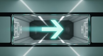 Futuristic Arrow Symbolizing Directional Movement Towards Progression and Technology