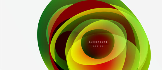 Obraz premium Abstract colorful layers create dynamic circular design. Bright gradients, modern aesthetic, suitable for backgrounds, presentations.