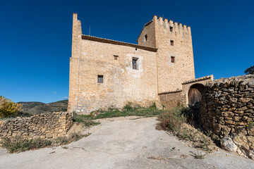 Obraz premium Todolella Castle, 14th century castle-palace, Todolella town, province of Castellón, Valencian Community, Spain