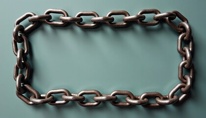 Obraz premium Minimal chain frame with delicate metallic loops and industrial elegance, blank space inside for text