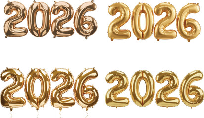 2026 Golden Balloon Text EPS Bundle – High-Quality Editable Vector Designs. 