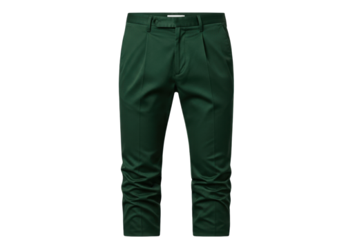 Isolated cropped green mens trousers fashion, smart casual clothing pants, no belt present