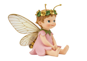 Isolated Angelic Figurine Sweet, charming and innocent fairy figure with honey bee body and wings