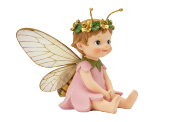 Isolated Angelic Figurine Sweet, charming and innocent fairy figure with honey bee body and wings