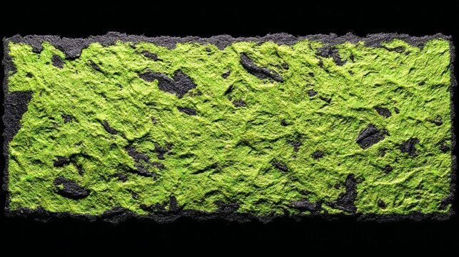 Vibrant green moss on dark stone, highlighting textures and colors, creating a natural contrast, perfect for nature-themed designs and environmental concepts
