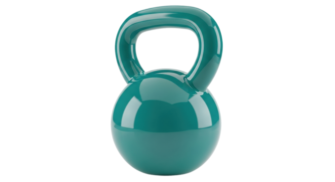 Isolated Teal Kettlebell for Exercise, Strength Training, and Weight Lifting at the Gym