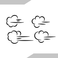 Hand Drawn Doodle Wind and Speed Cloud Graphic Collection.Vector illustration.