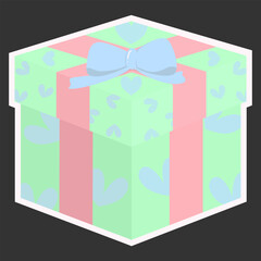 Cute Pastel Gift Box with Ribbon, Soft Romantic Present Illustration