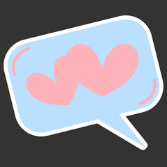 Cute Dual Heart Speech Bubble, Pastel Romantic Message Element.