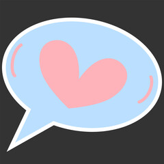 Cute Heart Speech Bubble, Pastel Love Message Illustration.