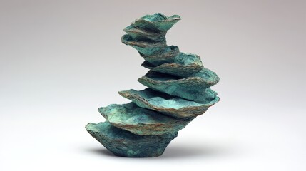 Unique abstract sculpture with spiraled bronze layers, displaying intricate textures and artistic design, ideal for modern art lovers and interior decoration ideas