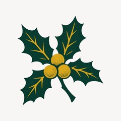 Obraz premium Festive holly with golden berries.