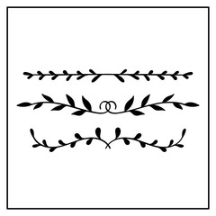 Silhouette  Botanical Leaves Dividers Decorative Collection.Vector illustration.