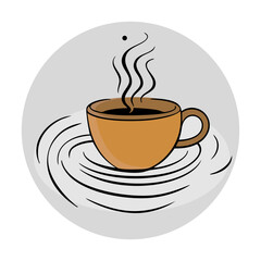 Hand Drawn Doodle Coffee Cup Hot Drink Illustration.Vector illustration.