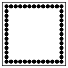 Simple Solid Black Circle Pattern Square Frame Border Illustration.Vector illustration.