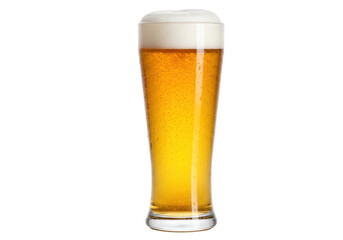 Isolated glass of golden beer with rich foam, for advertising alcoholic beverage product