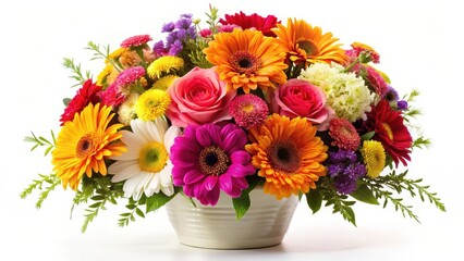 Obraz premium Colorful flower arrangement isolated on white background