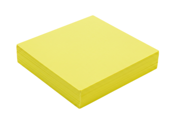 Isolated stack of yellow sticky notes on a plain surface, office supplies for reminders