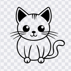 Cute kawaii sitting cat coloring page drawing line art illustration vector