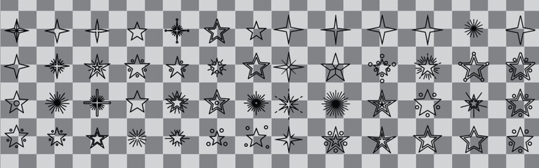 Obraz premium Collection of star icons on a checkered background perfect for christmas and holiday themed designs