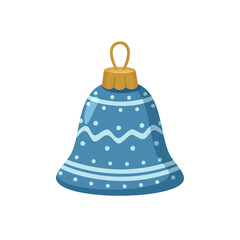 Blue Christmas and New Year Bell Ornament Illustration