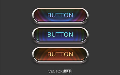 Modern glowing button set for web interface design.