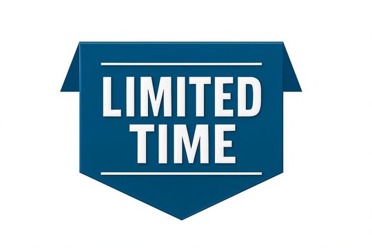 Bold blue banner with white text announcing limited time offer or sale event