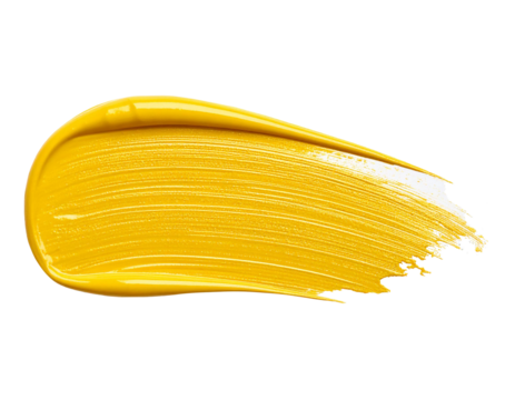 textured abstract yellow color paint stroke isolated on transparent background, png - Powered by Adobe