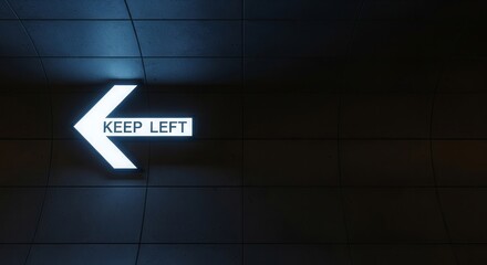 Illuminated Sign Directing Movement: Arrow Icon Indicating Direction And Guidance