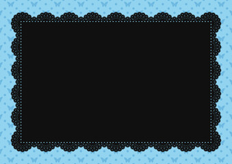 中央レース&times;蝶&ドット(ブルー)