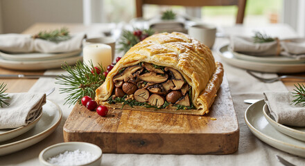 Vegan Holiday Dinner: Wellington. Mushroom Pie, a Healthy Choice for New Year's Eve