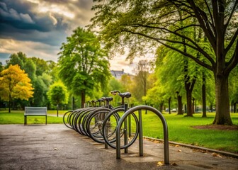 bike installation in park on cloudy day