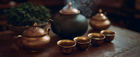 Fototapeta premium blending diverse tea customs from various cultures in peaceful shared tranquility