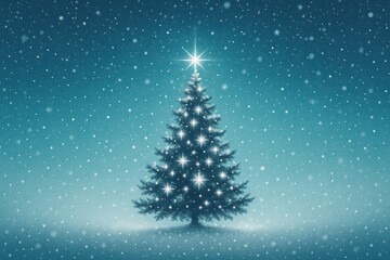 Fototapeta premium Sparkling tree in snowy night background