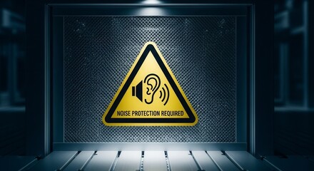 Industrial Sound Warning Sign Depicting Noise Protection Required to Ensure Sound Safety